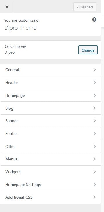 DLPRO Customizer Settings