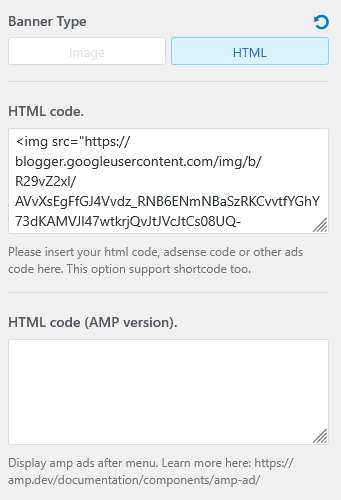 Pengaturan AMP Ads di Customizer