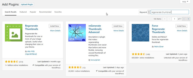Regenerate Thumbnails Plugin