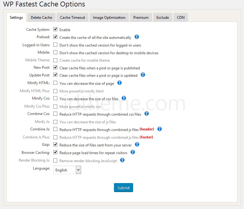 Pengaturan Wp Fastest Cahe