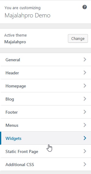 Majalahpro Customizer Settings