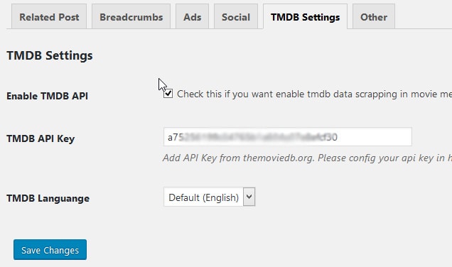 Contoh pengaturan TMDB