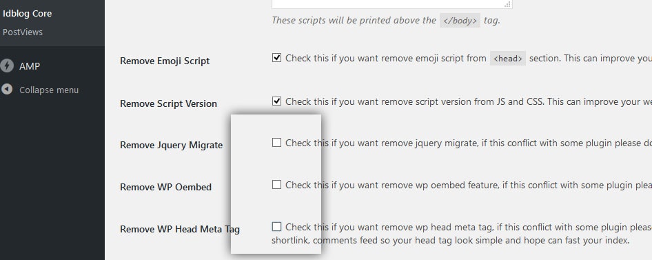 Idblog Core Settings 1.0.9