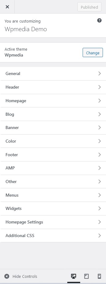Wpmedia Customize Settings